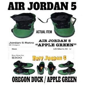 🛑Nike AIR JORDAN 5➕🆒 SNEAKERS Apple Green SHOES Oregon Duck Retro 💸BUY NOW‼️